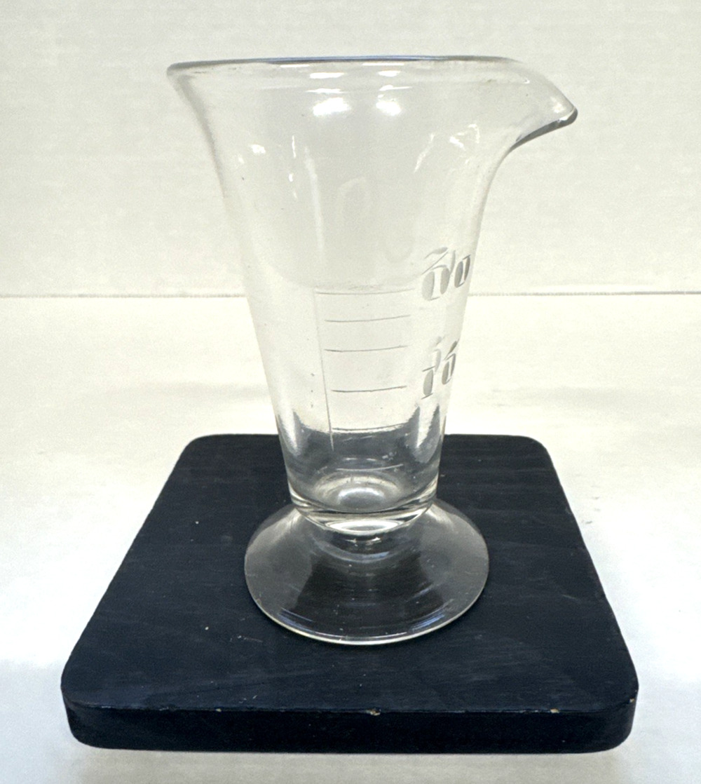 Footed Apothecary Etched CC Handblown Pharmacy 3.5" Graduated Cylinder OLD
